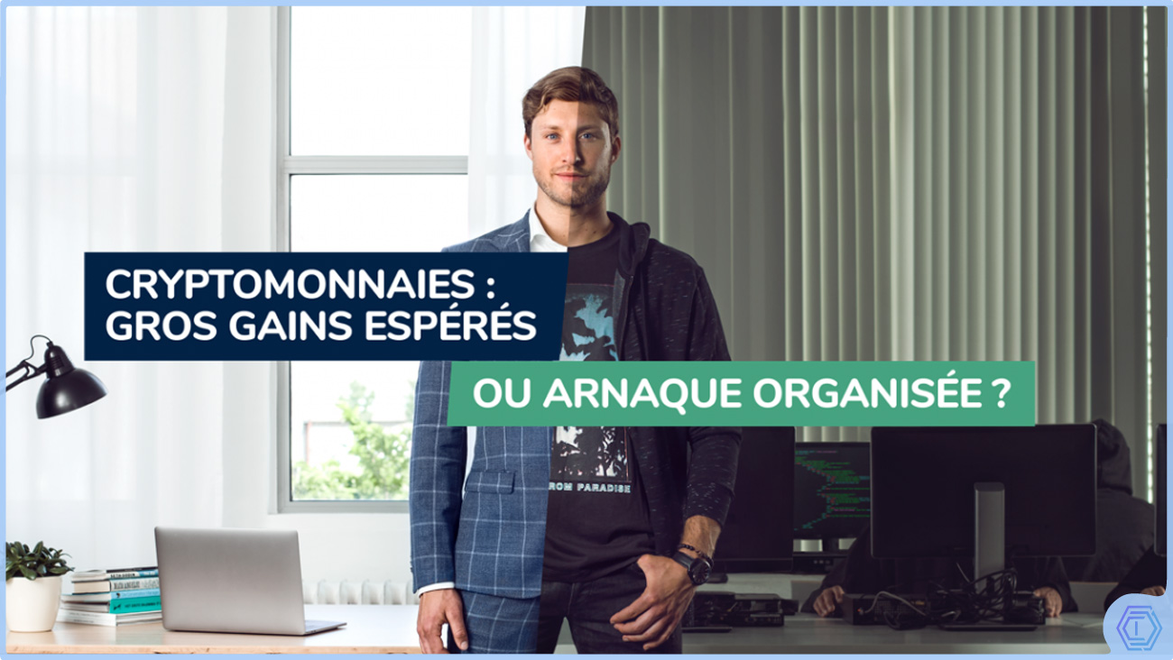 image de présentation d'un article de blog sur les arnaques cryptomonnaies tropbeaupouretrevrai.be