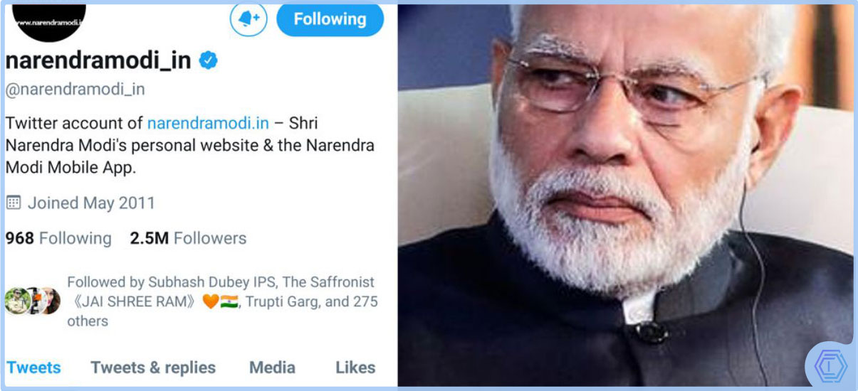 image de présentation du premier ministre Inde piraté Bitcoin